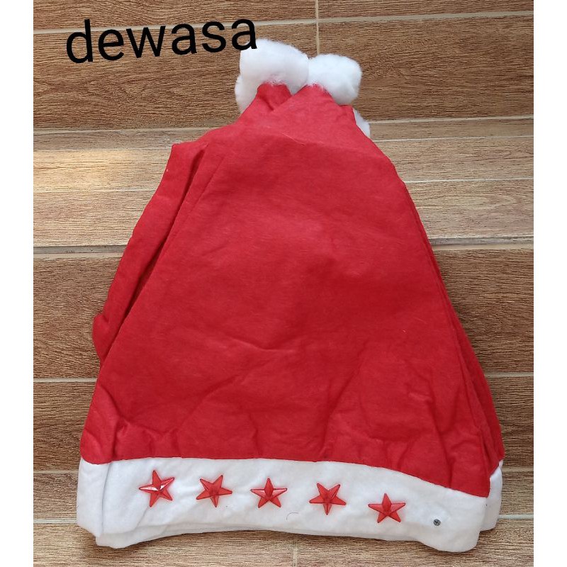 topi santa topi natal motif bintang