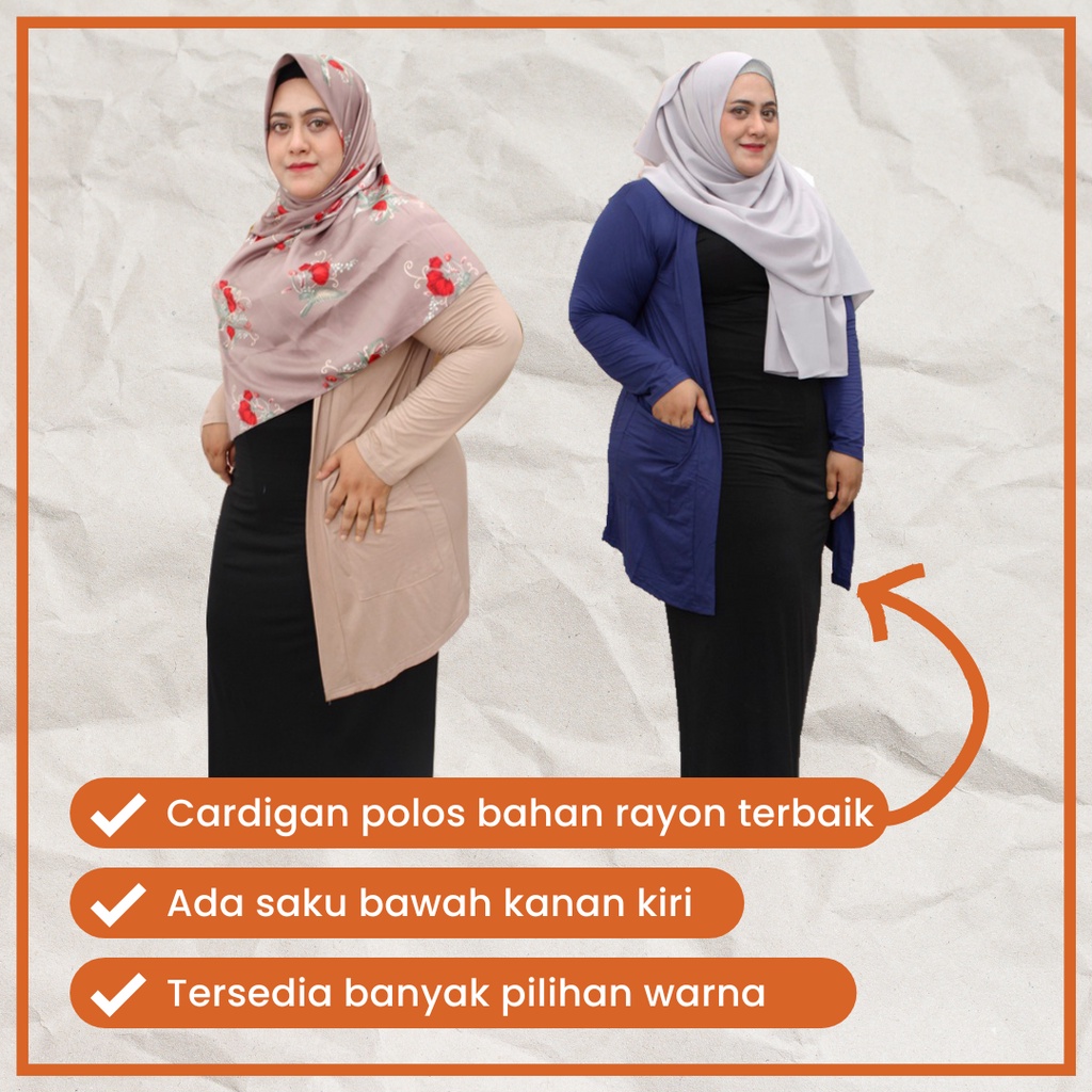 Outer Cardigan Wanita Jumbo Big size Lengan Panjang Polos