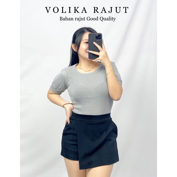 MDLV ~ Volika Rajut Atasan Blouse rajut Lengan Pendek Fashion Wanita