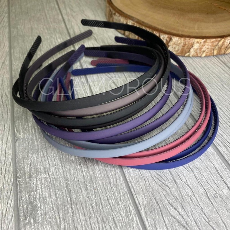 Bando Doff Polos 0.5cm isi 12 pcs |Bandana Lidi Korea Thin Matte Headband/ model POLOS