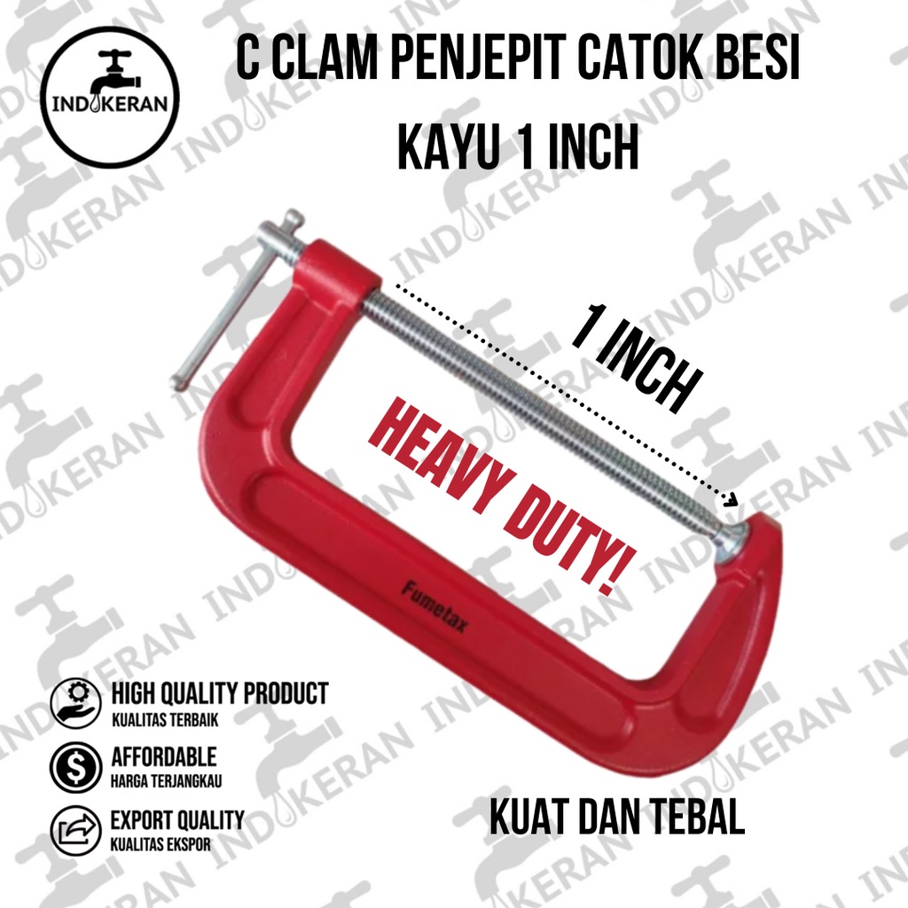 INDOKERAN - C Clamp / Klem C Penjepit Catok Besi Kayu - 1 Inch