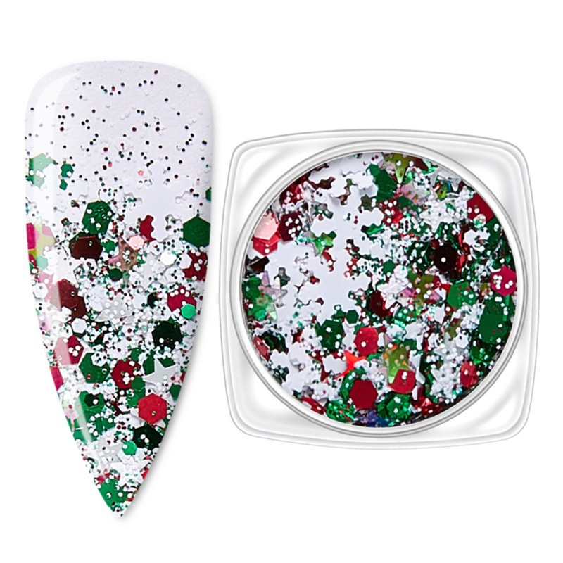 Zzz 12 Sekat / Kotak Payet Glitter Bentuk Snowflake Untuk Dekorasi Nail Art DIY Confetti