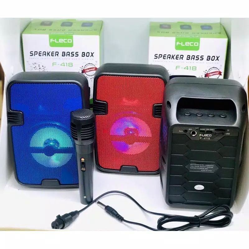 Musik Box Bluetooth Fleco 418 Terbaru Gratis Microphone Karaoke Super Bass /Speaker Bluetooth /Salon