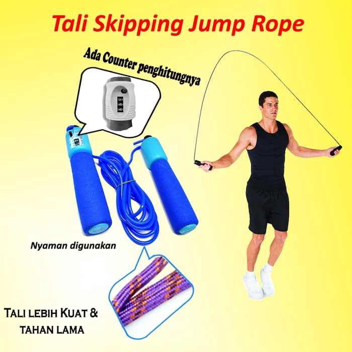 Tali Skipping Dengan Penghitung Loncatan /tump Rope/jump Rope Skiping Soft Handle With Counter