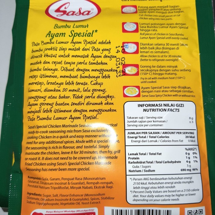 

Instan-Masak-Bumbu- Sasa Bumbu Lumur Ayam Spesial 26 Gr X 10 Sacet -Bumbu-Masak-Instan.