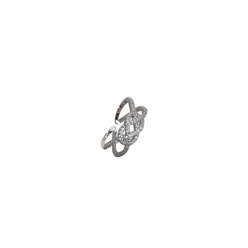 Shuling Fashion Geometric Adjustable Silver Rings Diamond Cross Metal Hand Jewelry