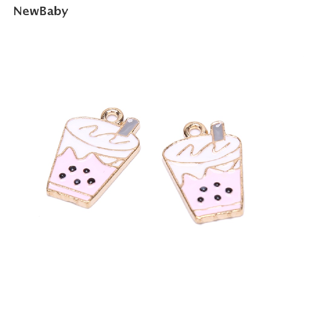 10pcs / lot Liontin Enamel Bentuk Milk Tea Untuk Membuat Perhiasan Anting