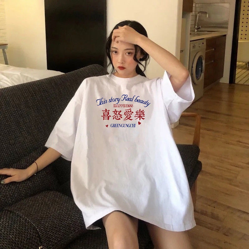 kaos lengan pendek wanita bahan katun putih import atasan kaos bottoming ukuran besar