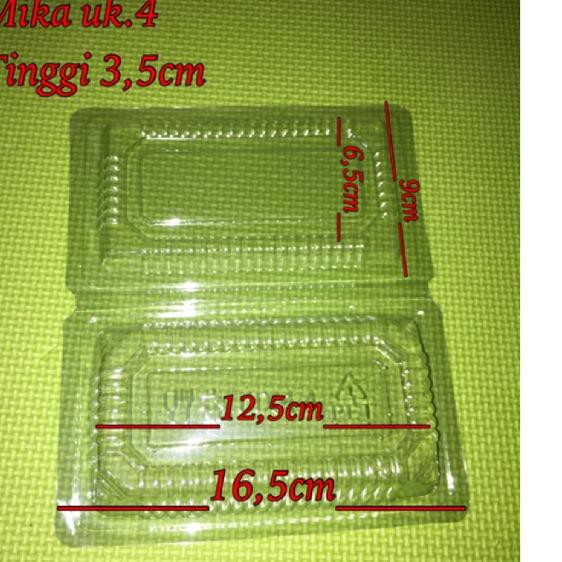 ☊ Isi 100pcs ukuran 4 BOX MIKA PLASTIK bening lipat staples tempat wadah kue makanan nasi kuning ✧