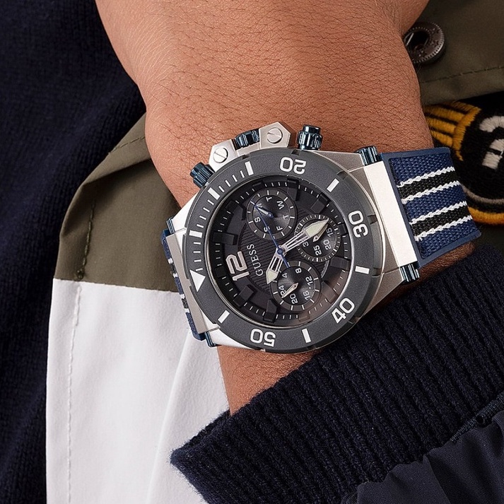 JAM TANGAN PRIA GUESS GW0415G2 BLUE CHRONOGRAPH ORIGINAL