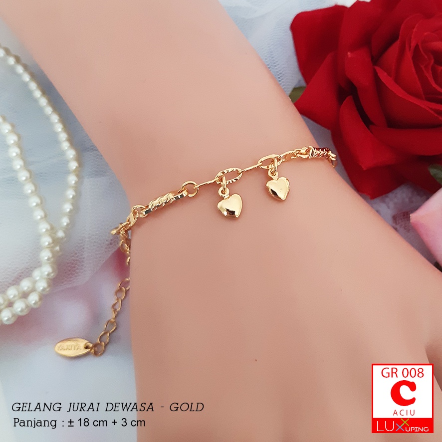 GR 008 Gelang Tangan Jurai Charm Bola Boba Perhiasan Lapis Emas Imitasi Aksesoris Korea Love Cinta Gelang Xuping Gold Luxx Xuping