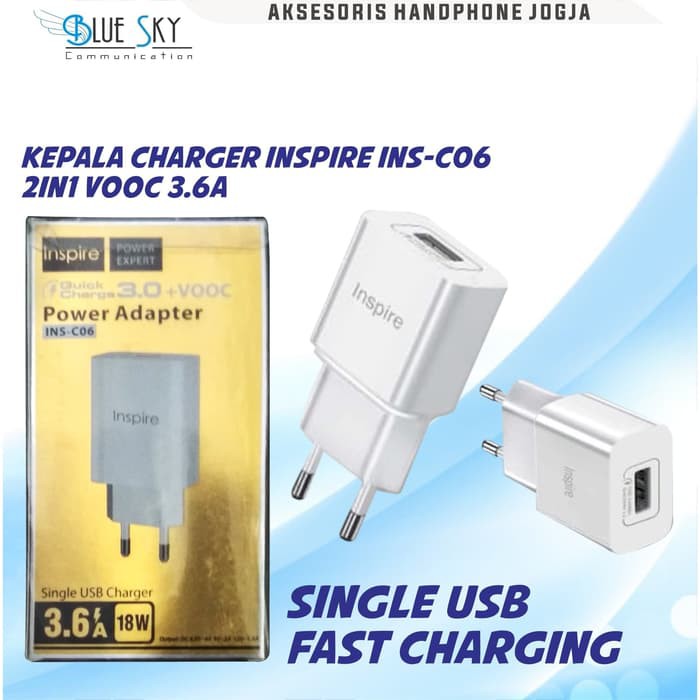 KEPALA CHARGER BATOK ADAPTOR INSPIRE INS-C06 2 IN 1 VOOC 3.6A