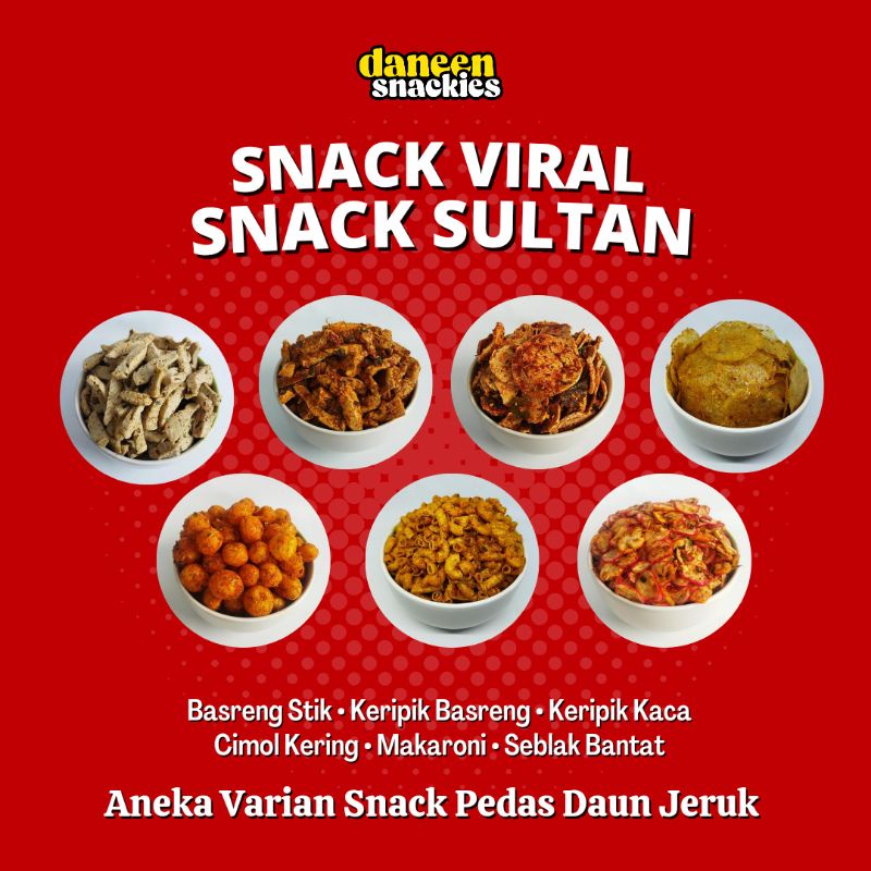 

Basreng/Keripik Kaca/Cimol Kering/Makaroni/Seblak Bantat