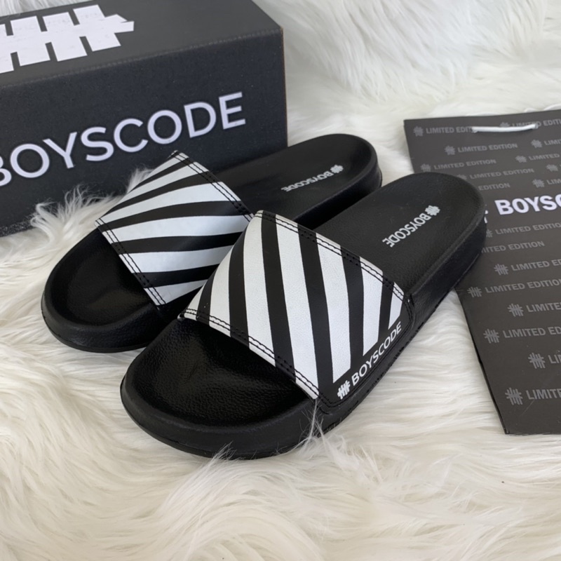 Sandal Slop Boyscode Zebra TYPE 9 PUTIH Pria Wanita Murah/ Sandal Pria Berkualitas Murah