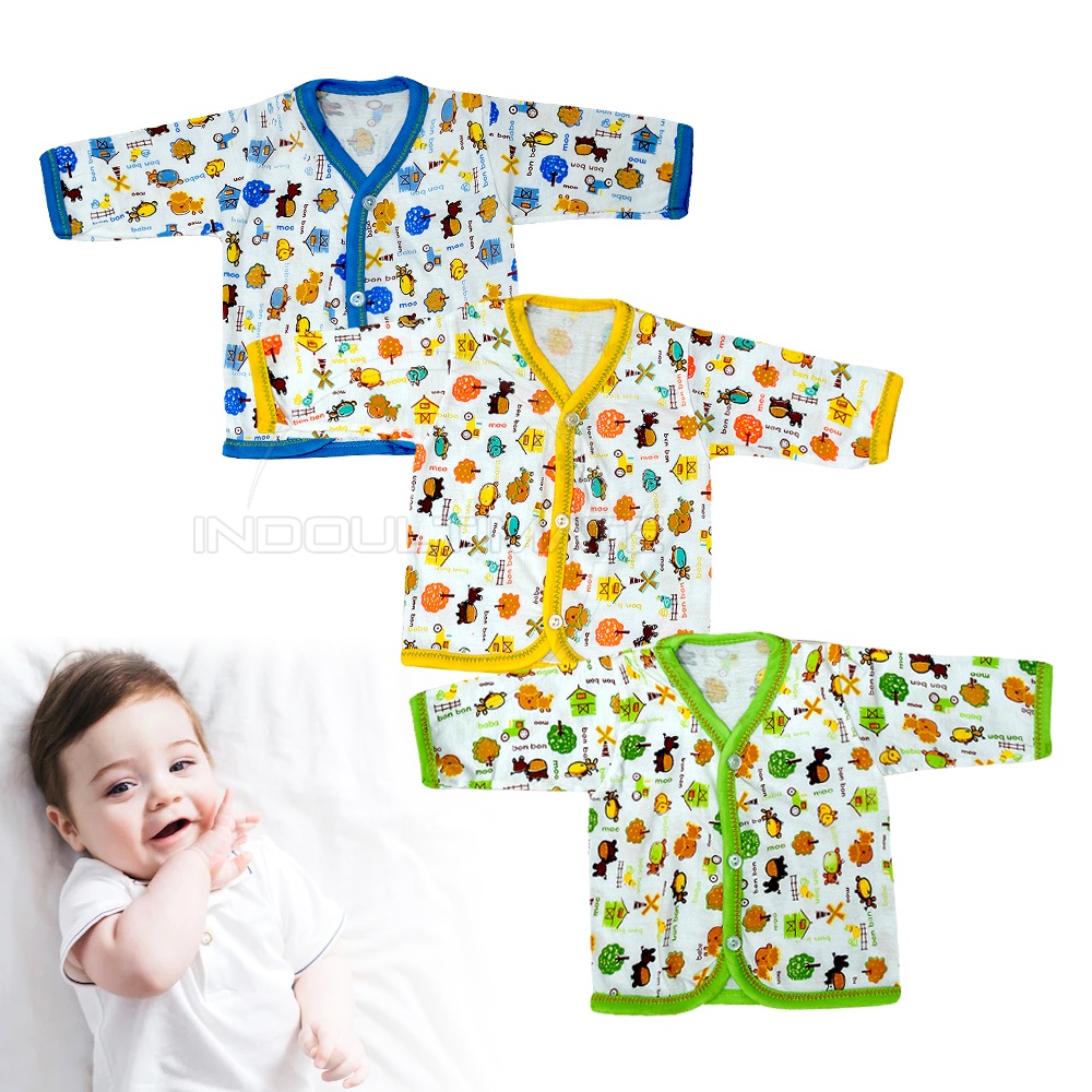 BC-8722 Baju Bayi Lengan Panjang (0-3 bln)  Baju Bayi Baru Lahir Baju Tidur Bayi Baju Harian Bayi Atasan Kaos Bayi Pakaian Bayi Perlengkapan Bayi Newborn Baru Lahir Katun Single Knit