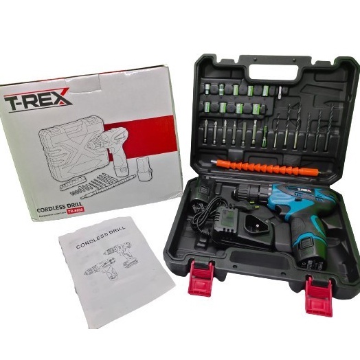 MESIN BOR BATERAI CORDLESS 10MM/Cordless Drill Screwdriver/POWER TOOLS/ Mesin Bor Baterai T-Rex Trex 12 Volt 10mm Cordless Drill Screwdriver