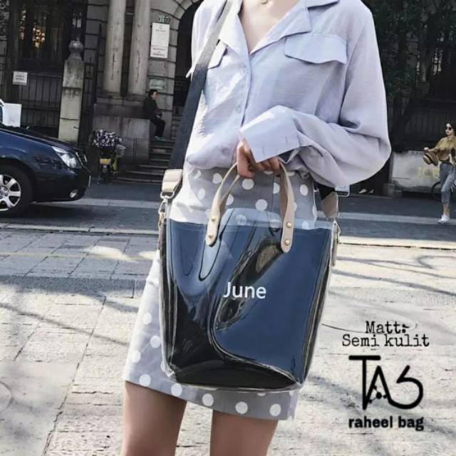 PROMO - Fashion Tas Tote Bag HEY JUNE MIka Bag In Bag Transparant