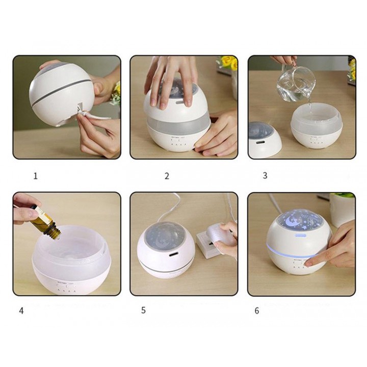 Wooden Romantic Projection Aroma Diffuser Humidifier - 150ml