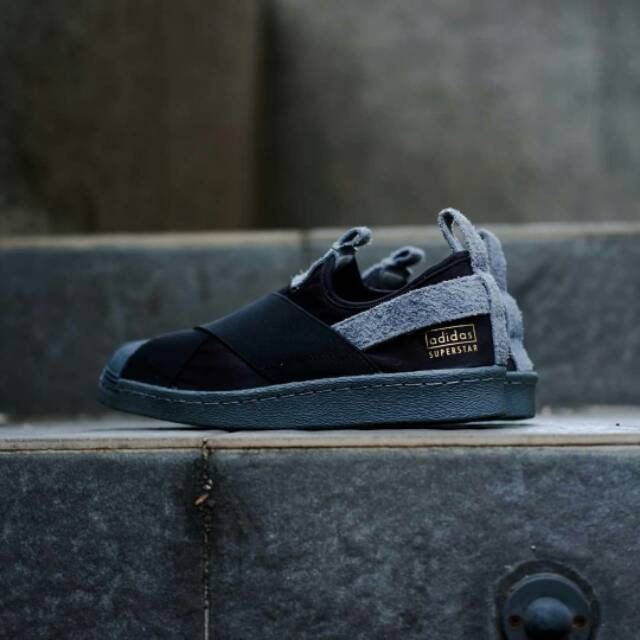 ADIDAS SUPERSTAR SLIP ON WOMENS "BLACK GREY"