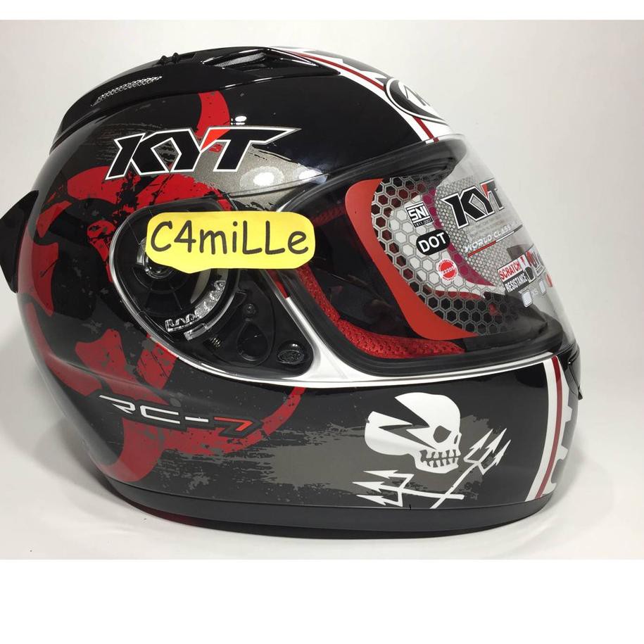 QRJR HELM KYT RC7 RC 7 MOTIF 13 WHITE BLACK RED FULL FACE ✅
