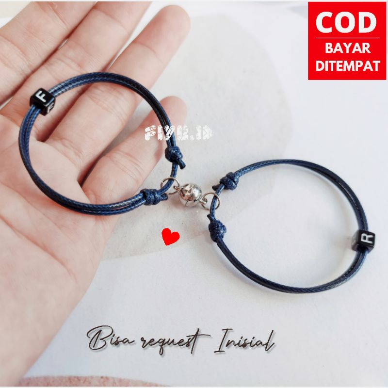 GELANG MAGNET BULAT INISIAL ( HARGA 1 PASANG/ISI 2)