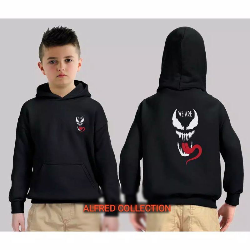 Sweater Hoodie Anak Venom Spiderman Hitam / Jaket anak spiderman venom