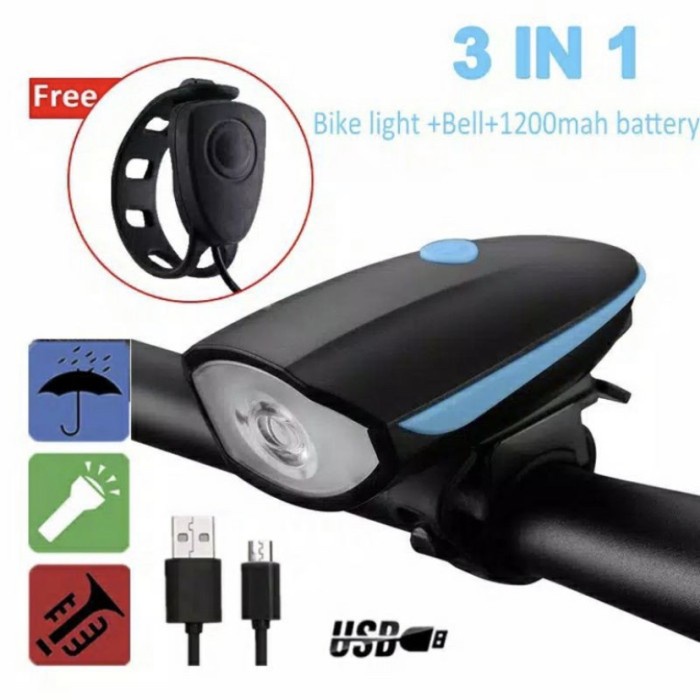 ANLOOK Lampu klakson Sepeda LED 250 lumen Bike light XPG 7588 - Hitam