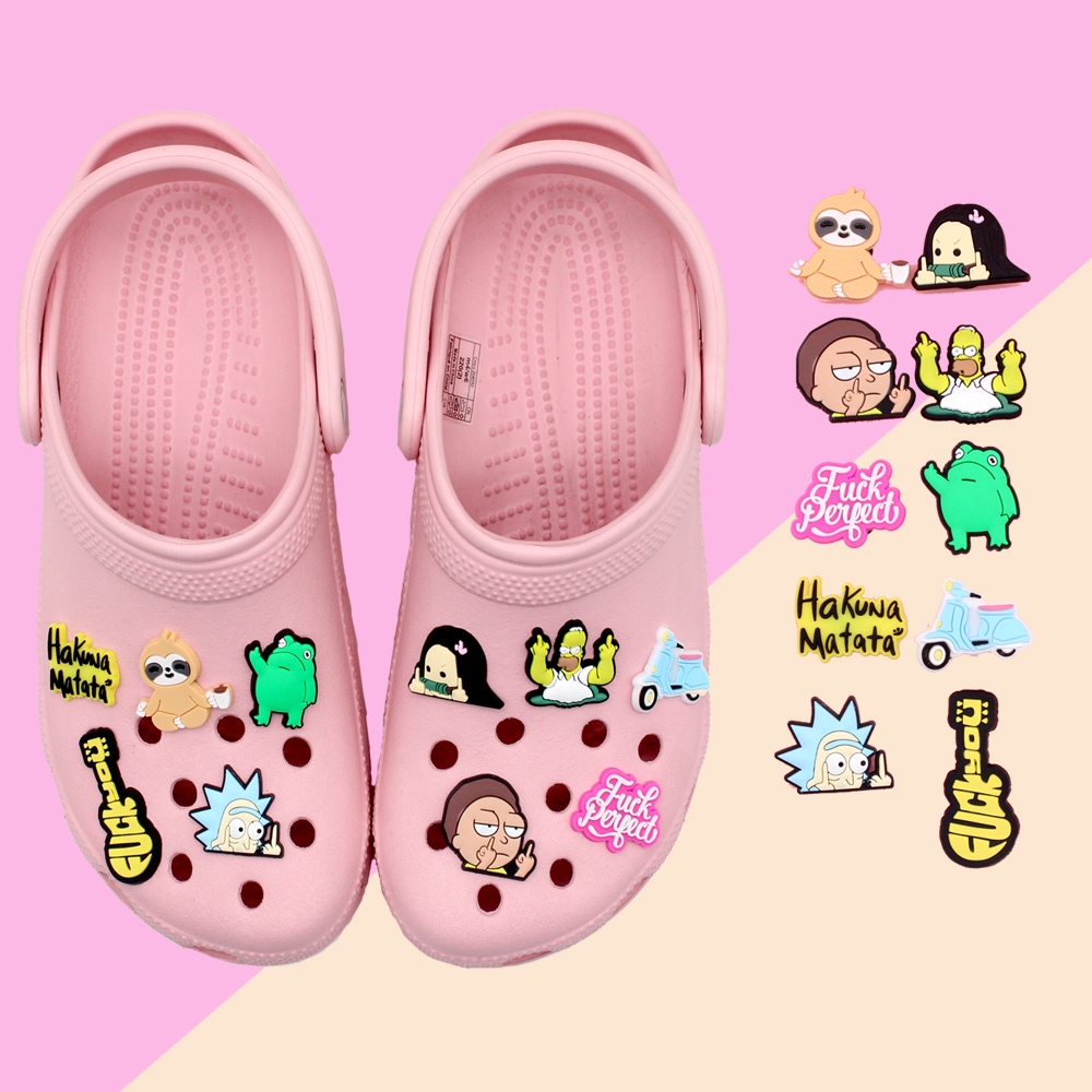 Jibbitz Kartun Seri jari tengah 12kinds decorate shoe charms Pin Crocs DIY Dapat Dilepas berlaku untuk sandal Lubang Sepatu accessories