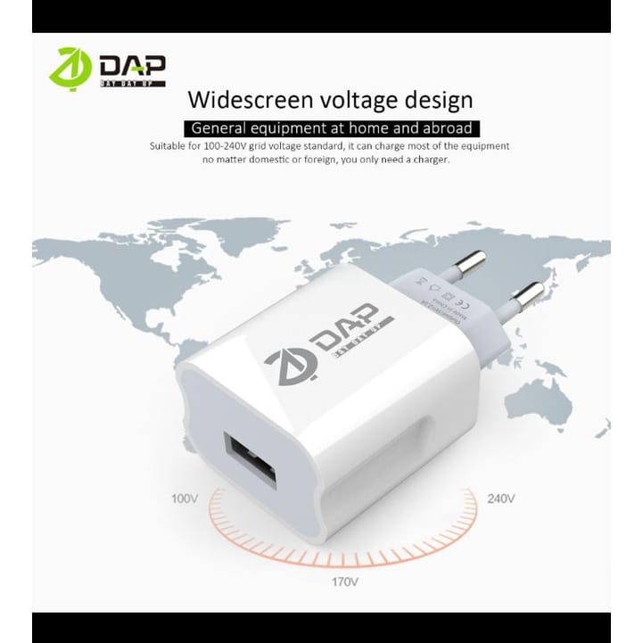 Batok Charger DAP D-A3 1USB 2.1A PERPCS Kepala Charger DAP D-A3 1USB Kepala Casan DAP D-A3 1USB 2.1A PERPCS ORIGINAL