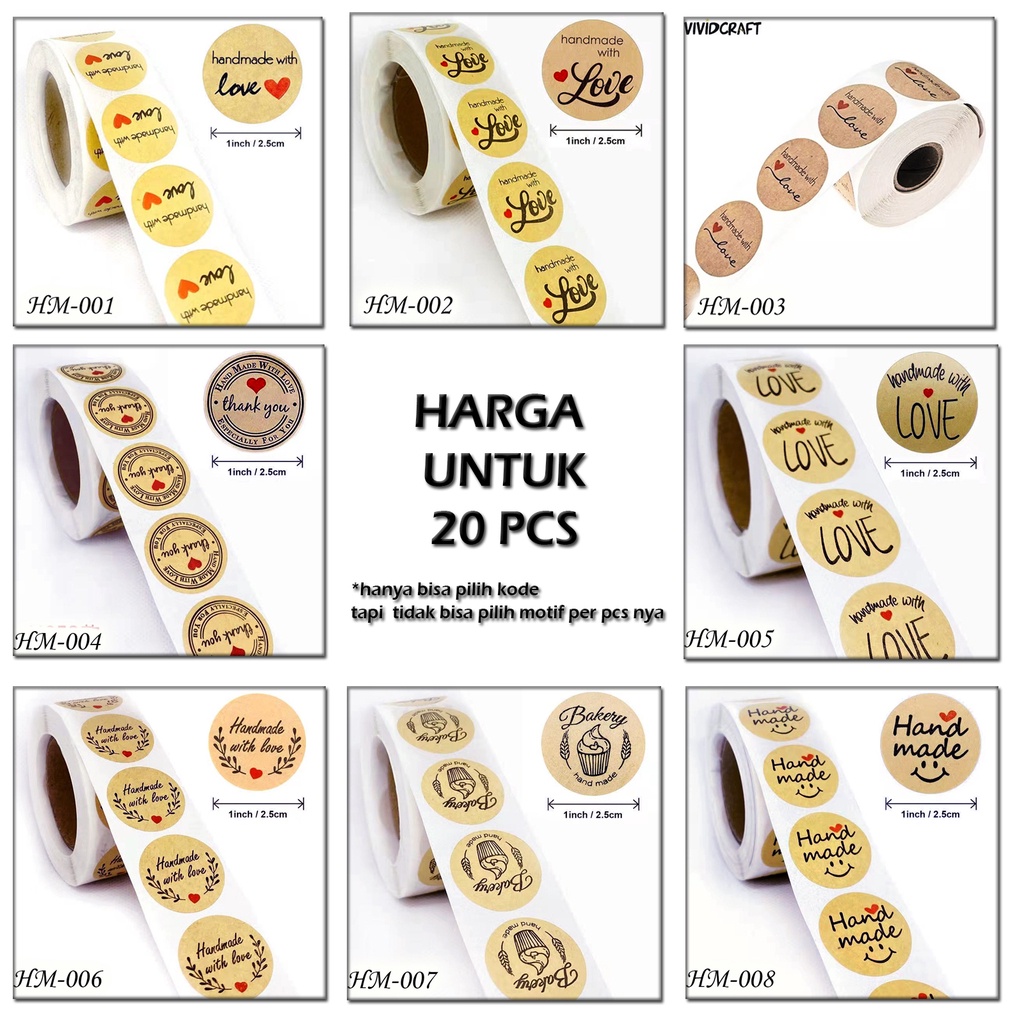 

METH 20 PCS HANDMADE COOKIES STICKER LABEL KEMASAN KUE HOMEMADE HAND GIFT SOUVENIER GIFTS STIKER