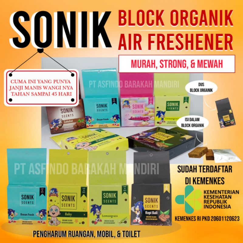 Parfum Mobil &amp; Ruangan Sonik Scents Organik Blok Paling Aman Harga Grosir