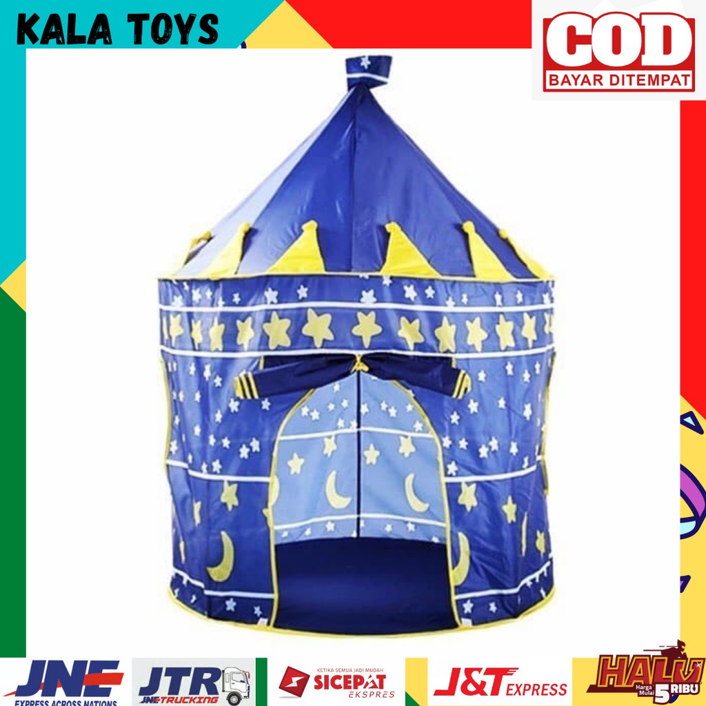 COD Tenda KERUCUT Castle Istana Anak Jumbo Warna BIRU 105 x 135 cm mainan anak laki laki perempuan