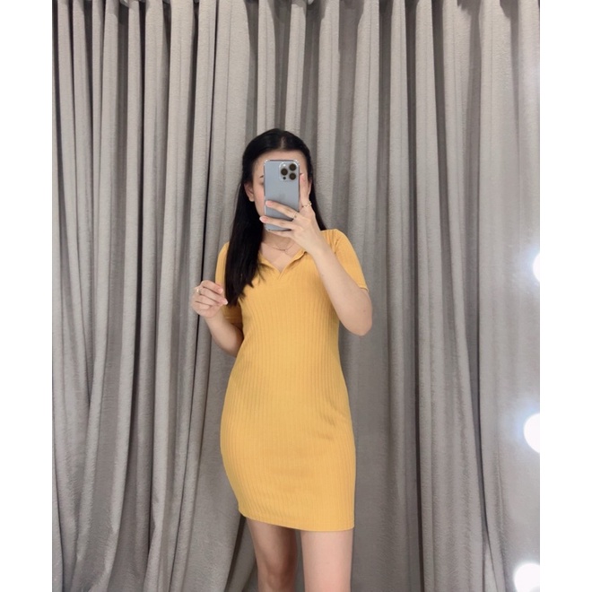 Dress Knit bodycon polo 261 | Dress slim korea | Dress wanita