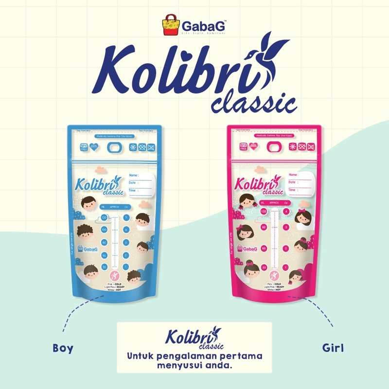 Gabag / GEA Kantong Asi Kolibri Classic 120 ml Boba Milky Cow Ayam Koening Boy Girl Whale Bear Boba Unicorn Carnival Metropolis