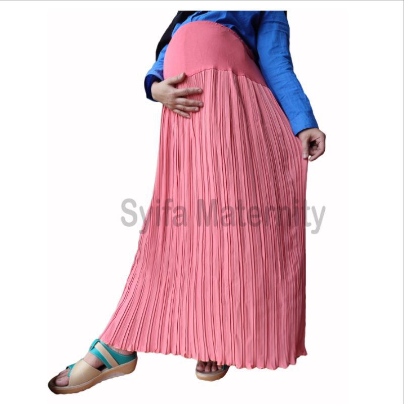BA43 Rok Hamil Plisket - Syifa Maternity-Salem Cerutti crepe