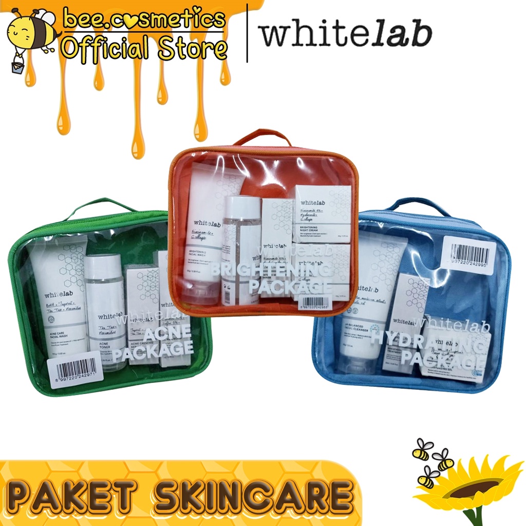 WHITELAB PAKET SKINCARE SERIES FOR ACNE / BRIGHTENING / HYDRATING + FREE POUCH