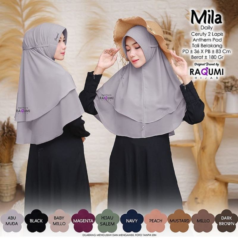 Mila Daily Khimar Original Raqumi Mila Raqumi Hijab Instan Midi Khimar Midi Raqumi