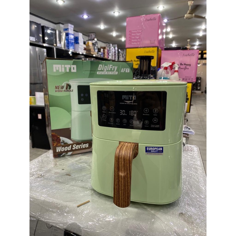 AIR FRYER MITO AF1 HIJAU MINT AF-1 / DIGIFRYER MITO 4 LITER AF-1 GREEN LOW WATT WOOD SERIES