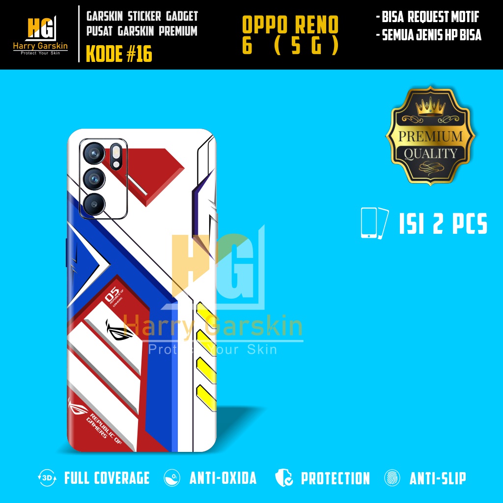 Garskin Sticker Premium Oppo Reno 6 (5G) Kode #16-20 Bisa Request Via Chat