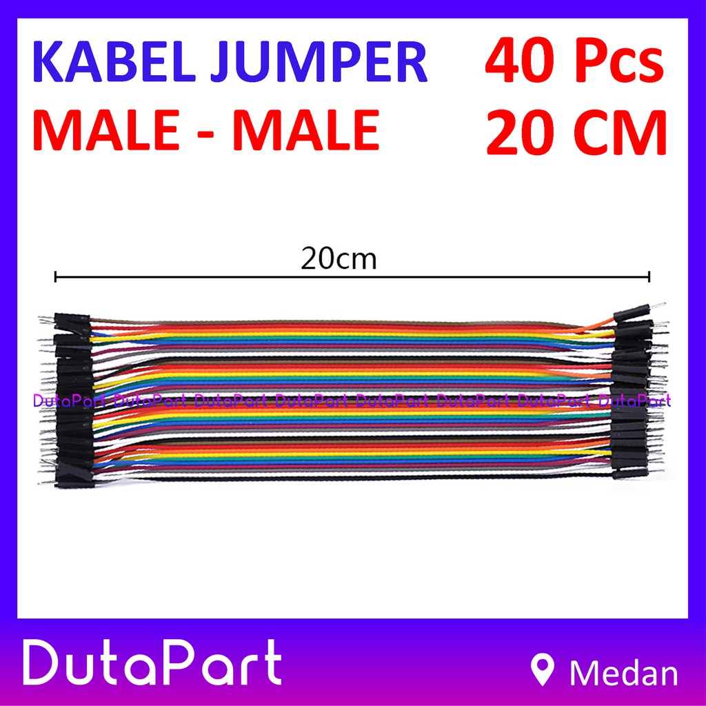 40Pcs Kabel Jumper 20cm MALE to MALE Dupont Cable Wire Pelangi