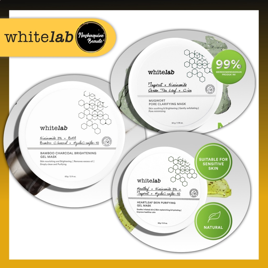 WHITELAB Mask - Mugwort Pore Clarifying Mask - Heartleaf Skin Purifyng Gel Mask - Bamboo Charcoal Brightening Mask