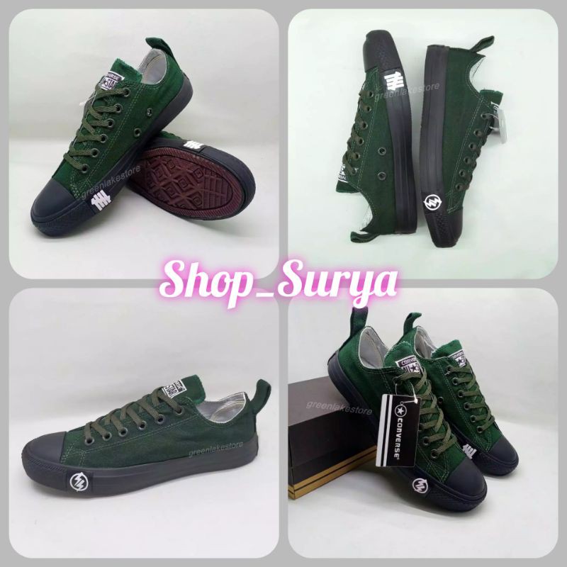 [Bisa COD] Sepatu Convers Al Star Hijau Army Pox. Black