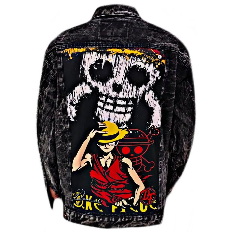 JAKET JEANS BERGAMBAR/JAKET JEANS PRIA GRAFITI/JAKET JEANS PRIA MOTIF BELAKANG ONE PIECE
