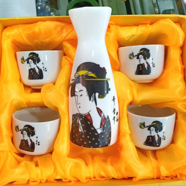 Teko sake set / teko jepang / hiasan jepang / pajangan sake / teapot set / souvenir /cinderamata