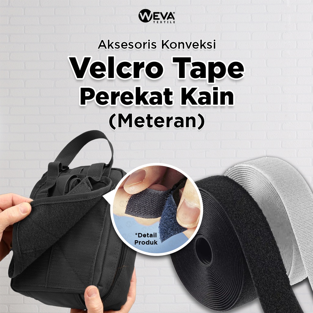 Velcro Tape Perekat Kain 2,5cm 5cm 10 cm Velcro Tape Meteran Perekat Kain- B1000