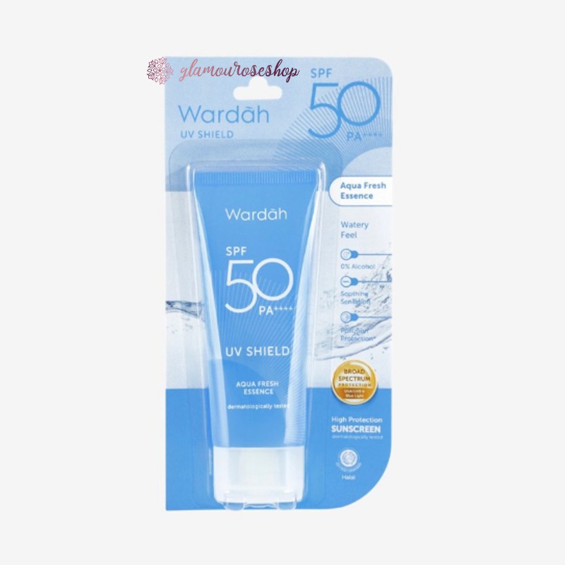 ❤️Glamouroseshop❤️ Wardah Uv Shield Aqua Fresh Essence Spf 50PA++++ 30 ml (BIRU)