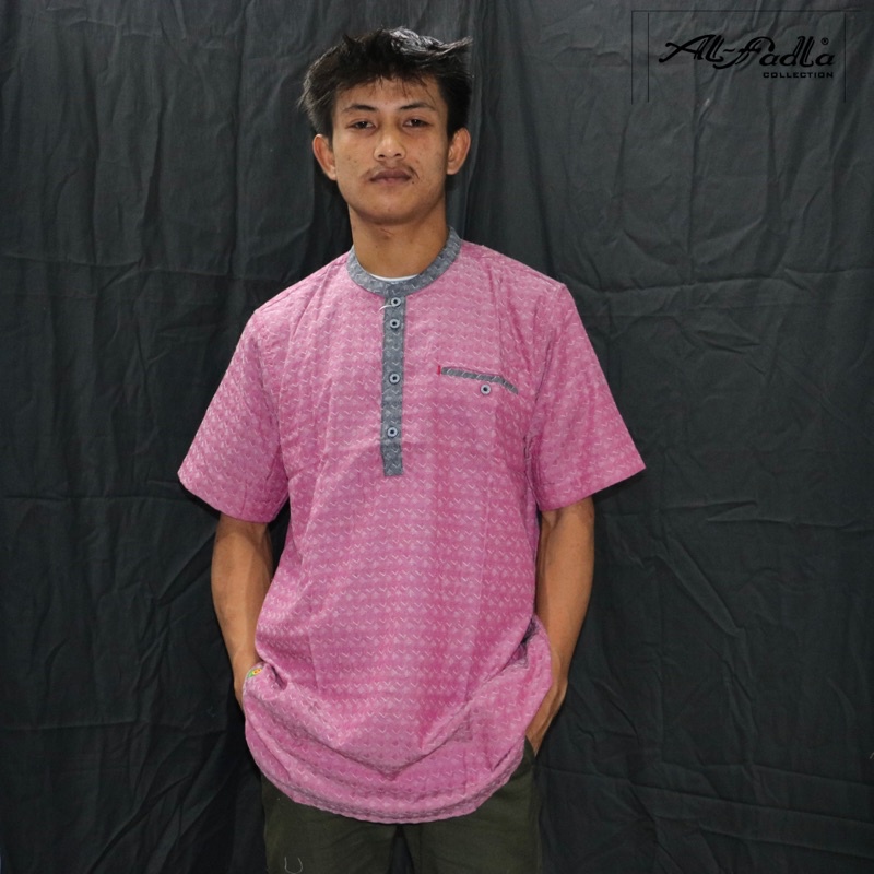 AL FADLA - Kurta Pakistan Casual Pria Lengan Pendek Hara