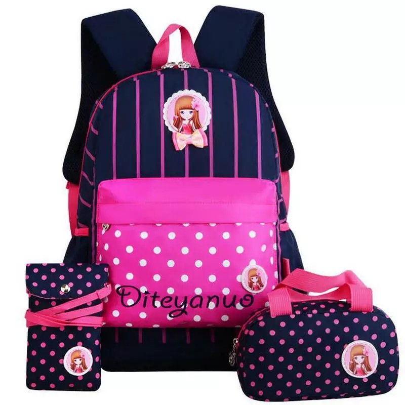 [COD] tas ransel anak wanita motif barbie salur warna warni / tas anak paud/ tas anak tk perempuan