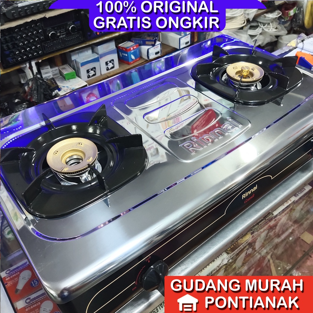Kompor Gas Rinnai Grande Jumbo api lilin Ri 712 A 712a Body bisa lepas badan bongkar pasang stainless antikarat