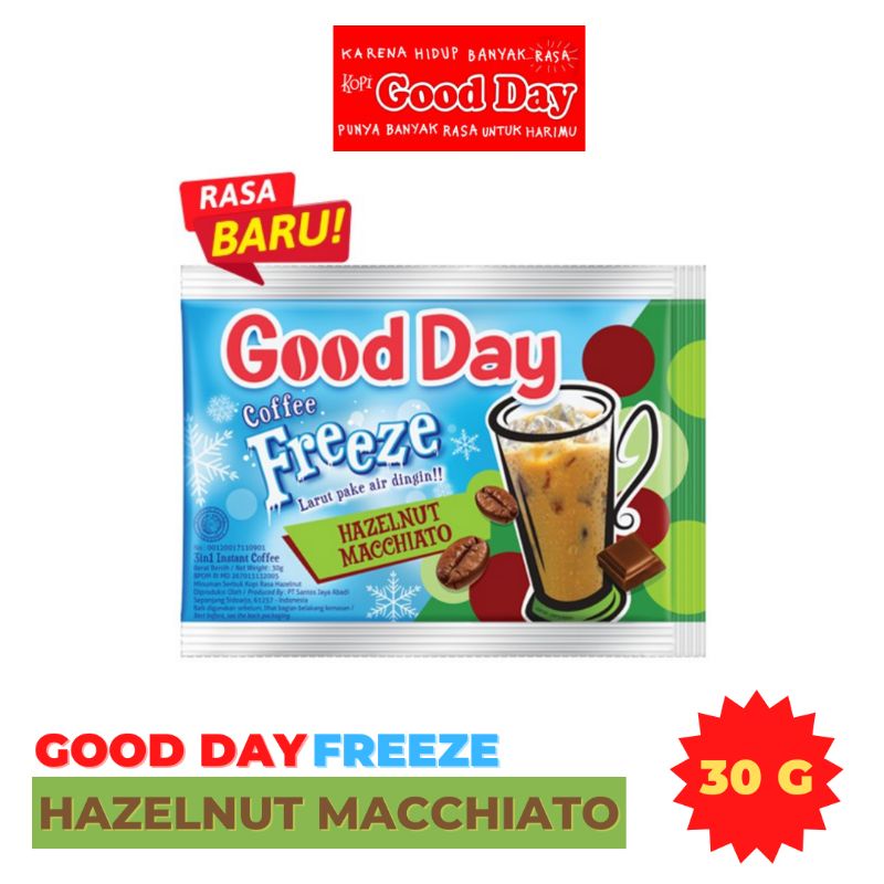 

GOOD DAY FREEZE HAZELNUT MACCHIATO 30 G (Sachet) MAX ORDER 25 PCS/SACHET